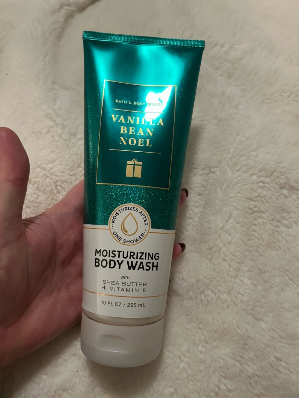 Bath & Body Works Vanilla Bean Noel Moisturizing Body Wash - Teal and White